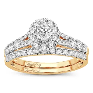 Diamond Engagement Ring and Matching Band Set - 1.00 Carats in 14KT Gold