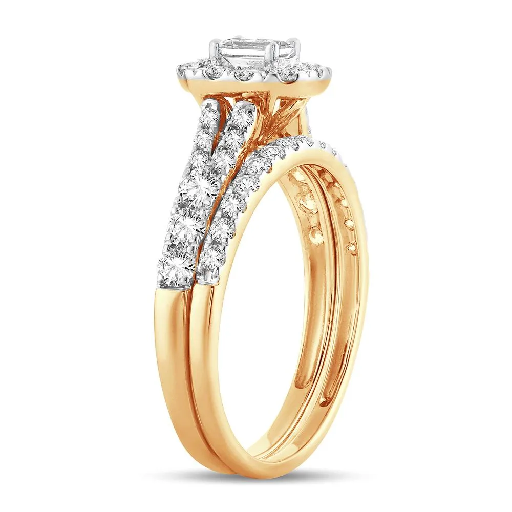 Diamond Engagement Ring and Matching Band Set - 1.00 Carats in 14KT Gold