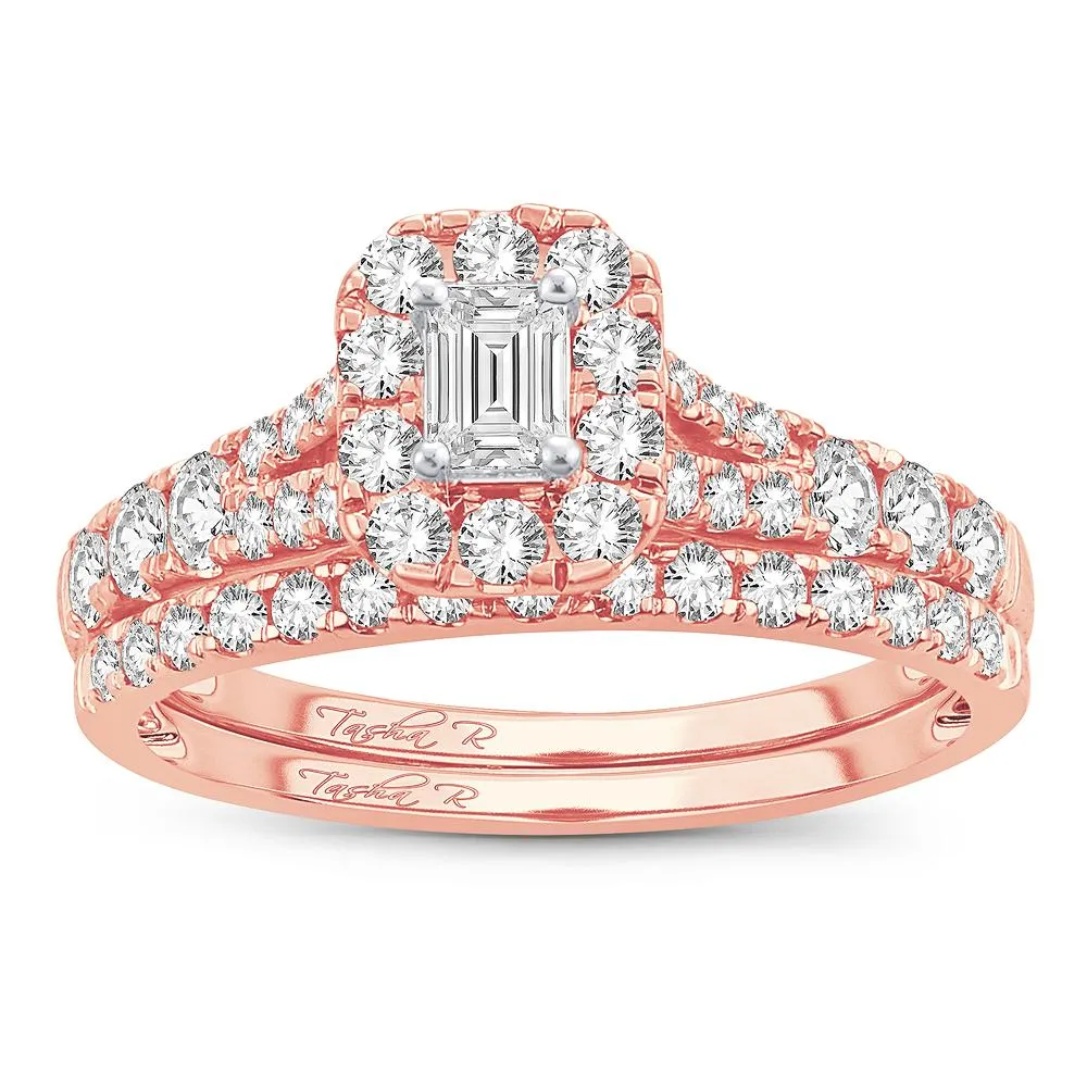 Diamond Engagement Ring and Matching Band Set - 1.00 Carats in 14KT Gold