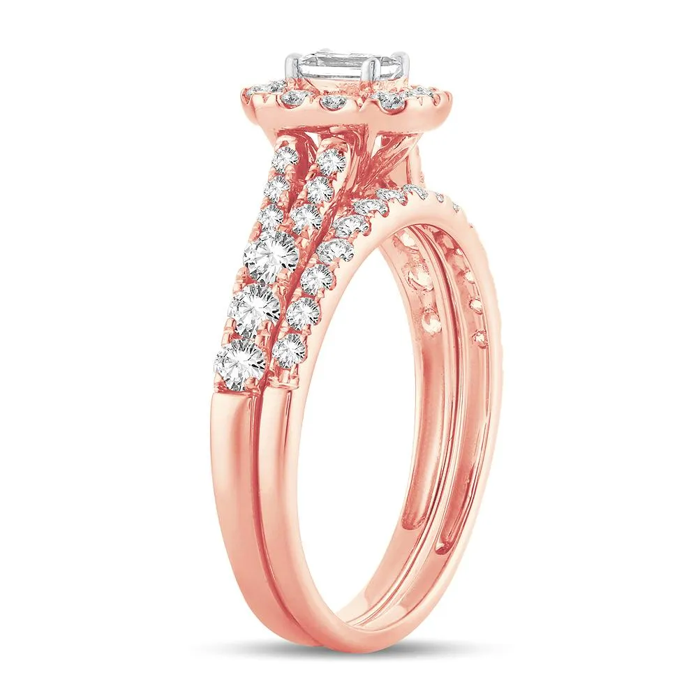 Diamond Engagement Ring and Matching Band Set - 1.00 Carats in 14KT Gold