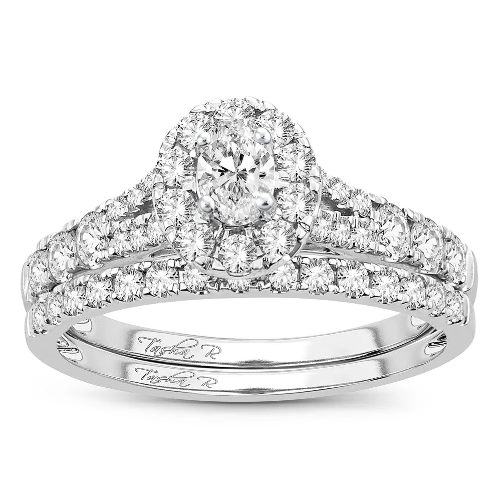 Diamond Engagement Ring and Matching Band Set - 1.00 Carats in 14KT Gold