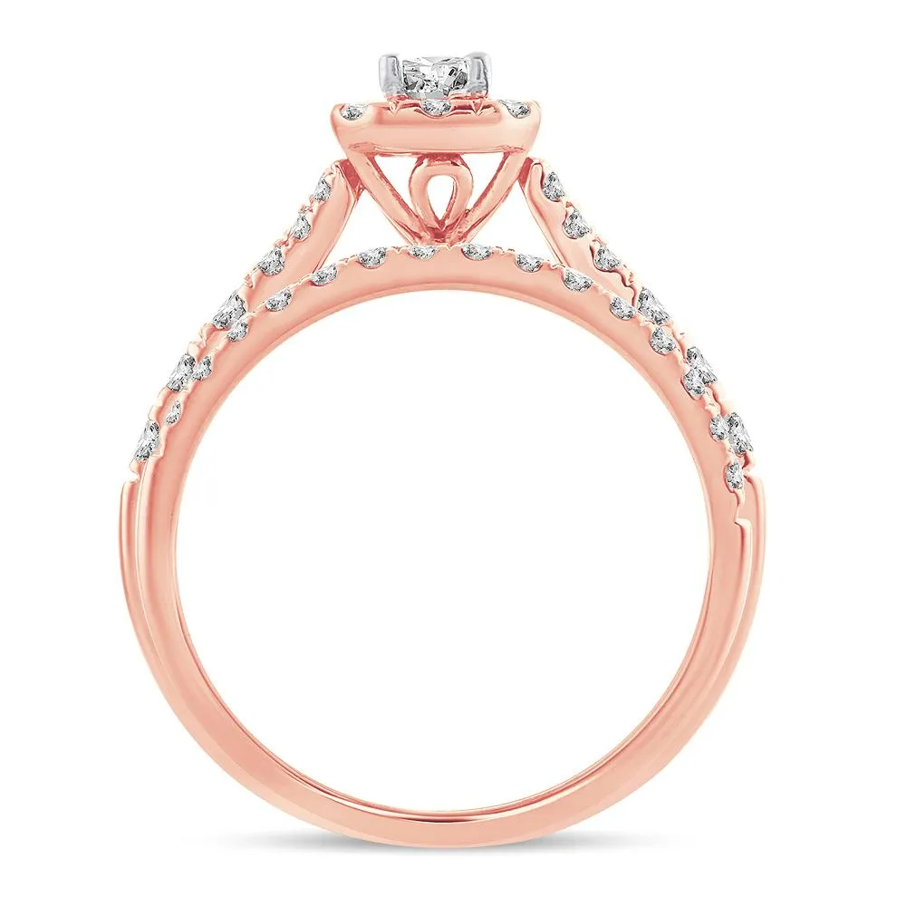 Diamond Engagement Ring and Matching Band Set - 1.00 Carats in 14KT Gold