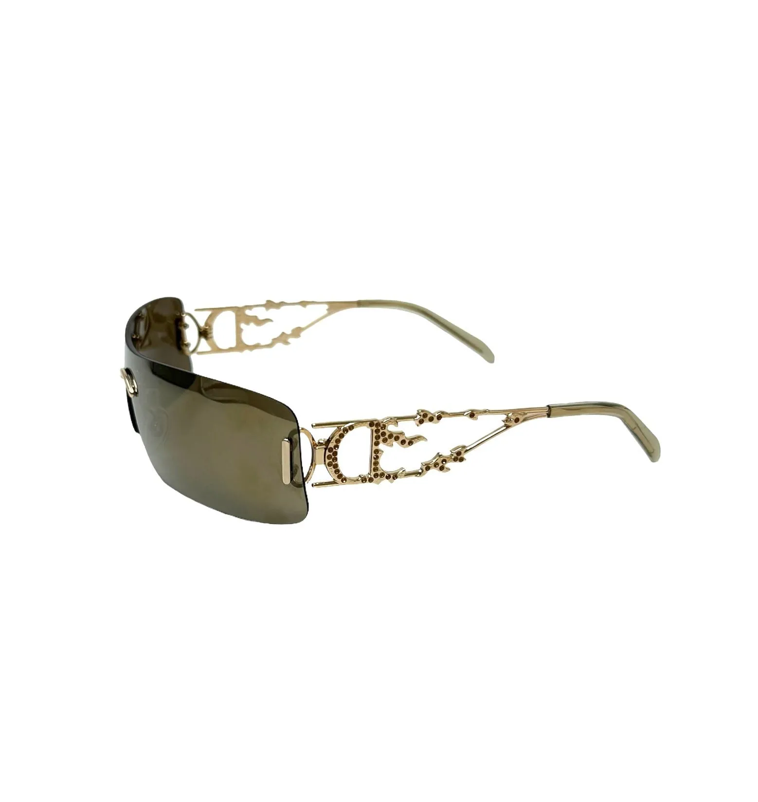 Dior Green 'Fire' Rhinestone Sunglasses