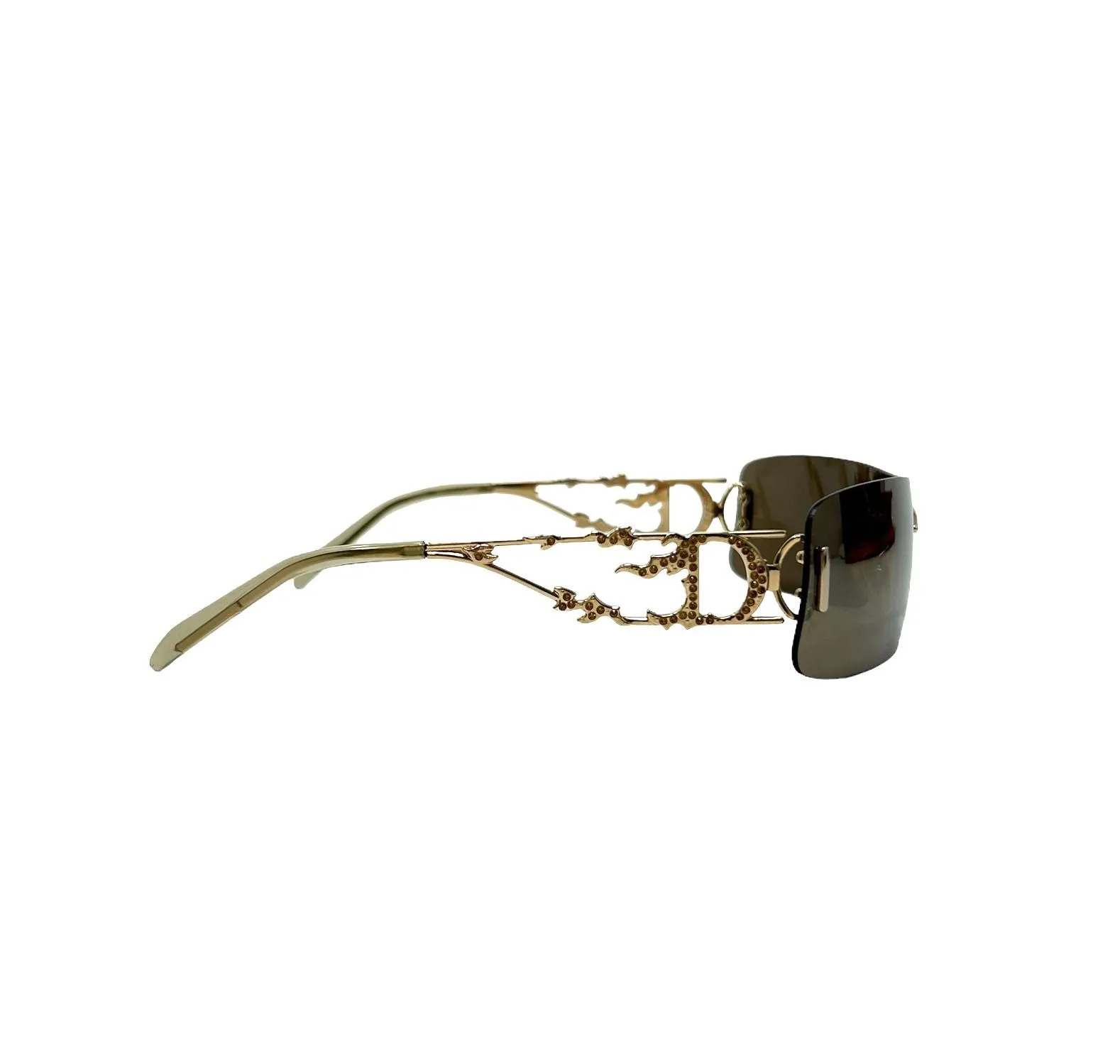 Dior Green 'Fire' Rhinestone Sunglasses