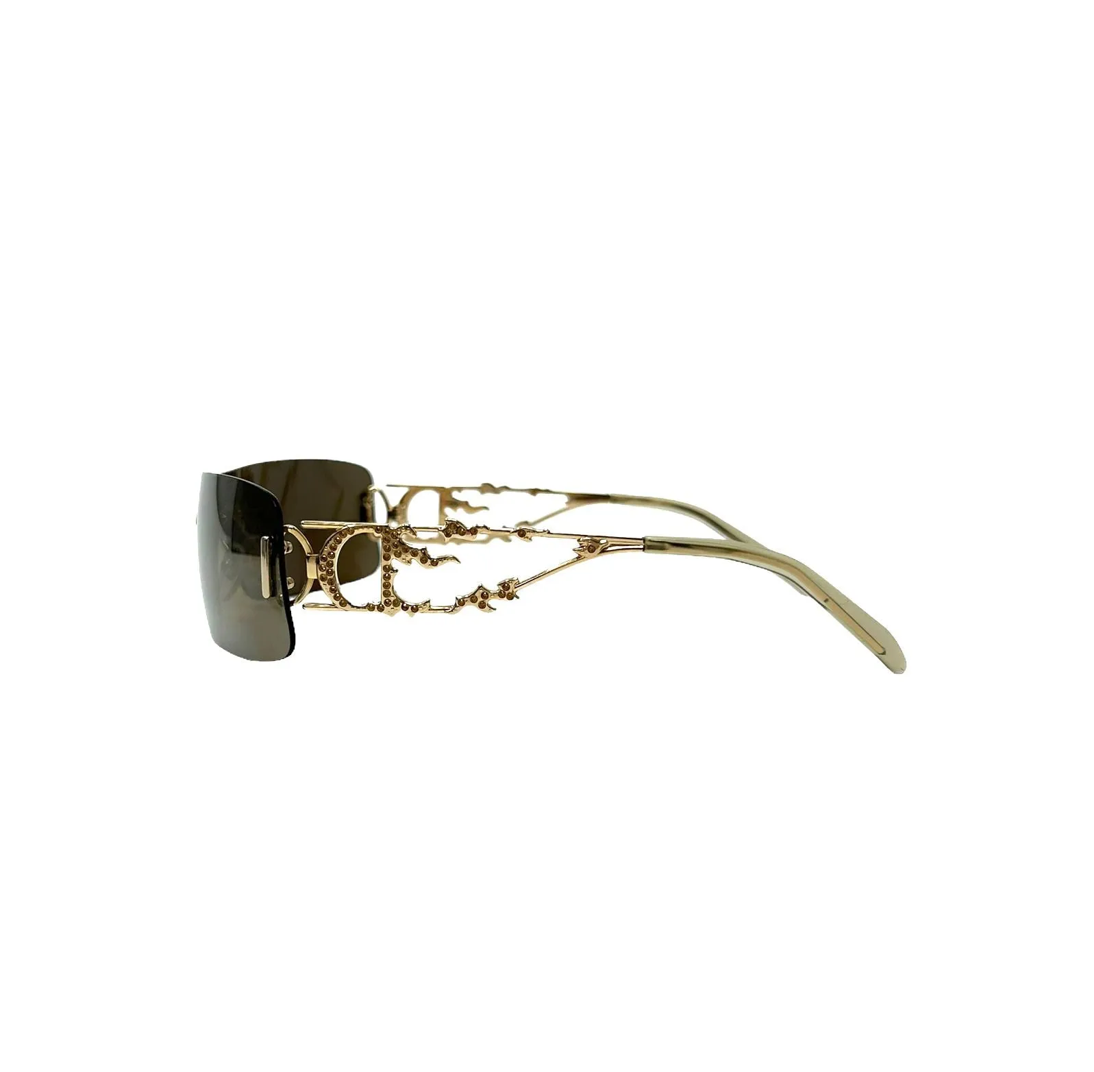 Dior Green 'Fire' Rhinestone Sunglasses
