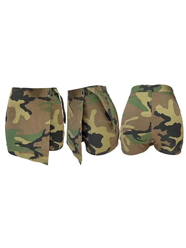 Draped Camo Shorts