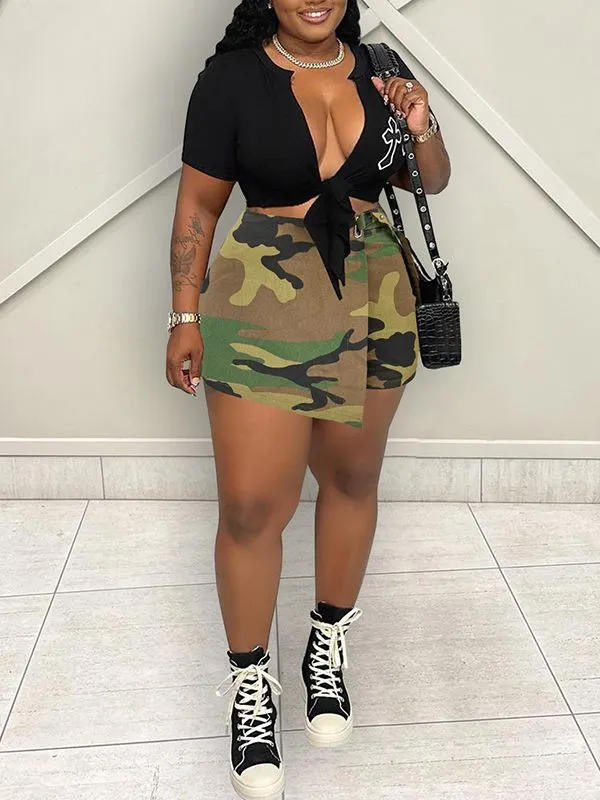 Draped Camo Shorts