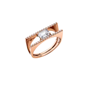Dual Axis Ring with Emerald Cut Diamond