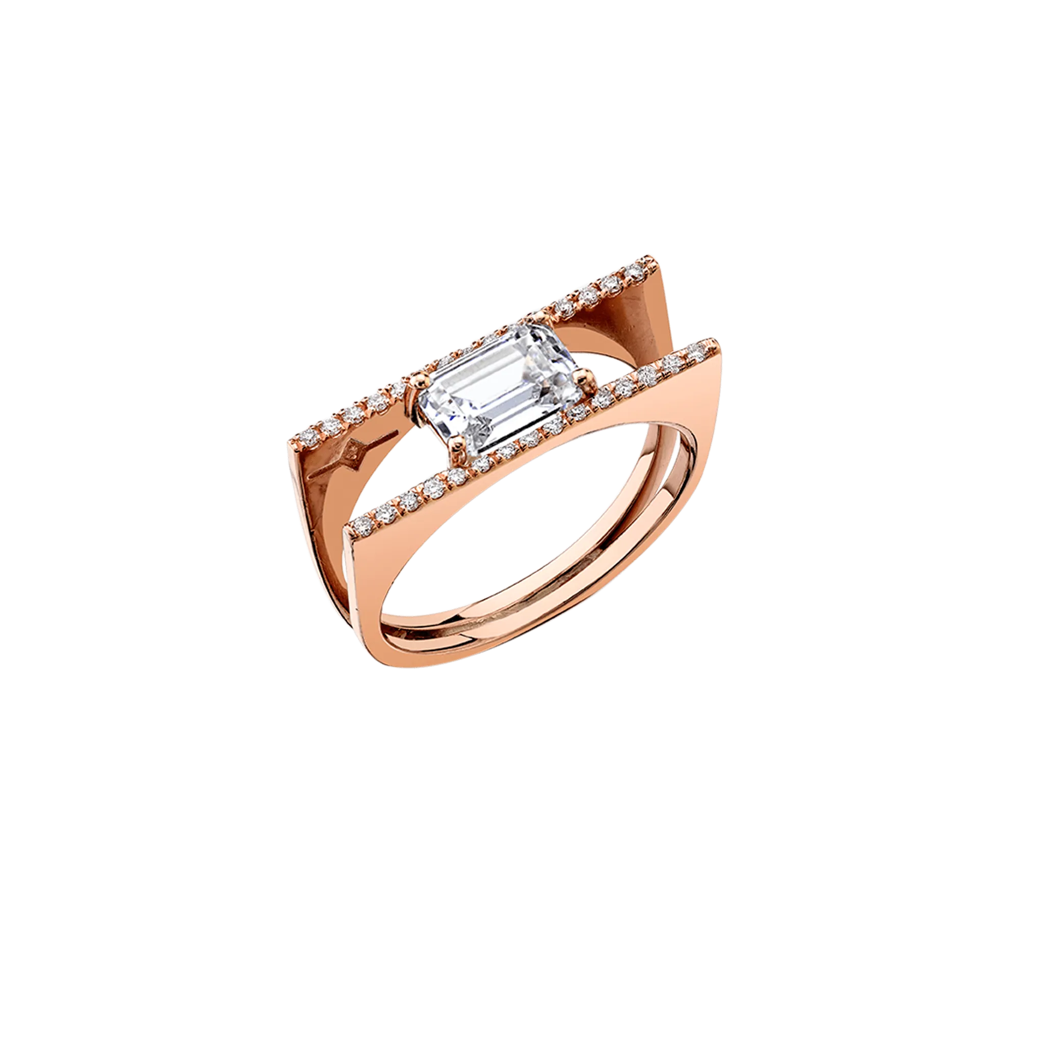Dual Axis Ring with Emerald Cut Diamond