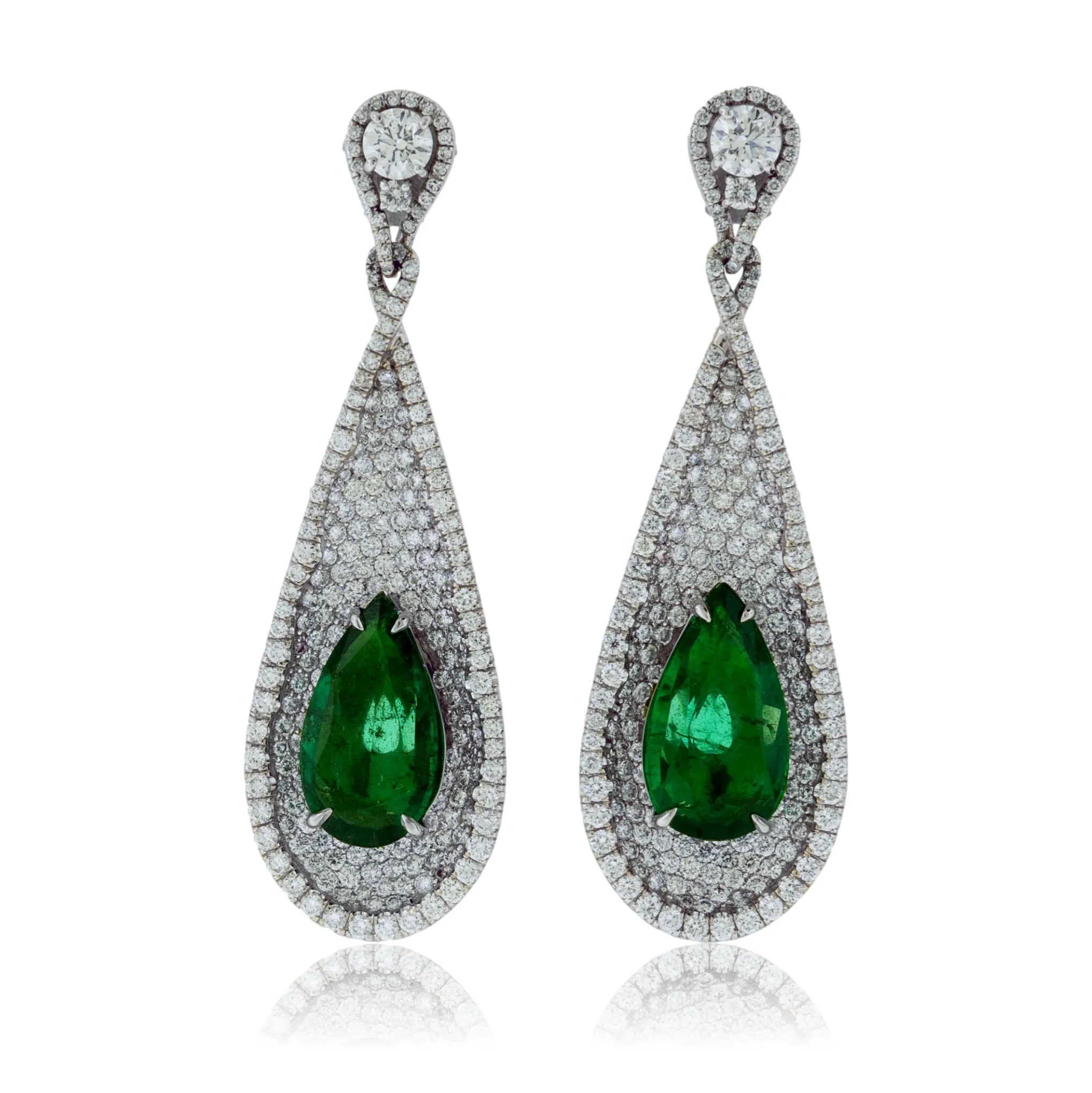 Emerald & Diamond Dangle Style Earrings