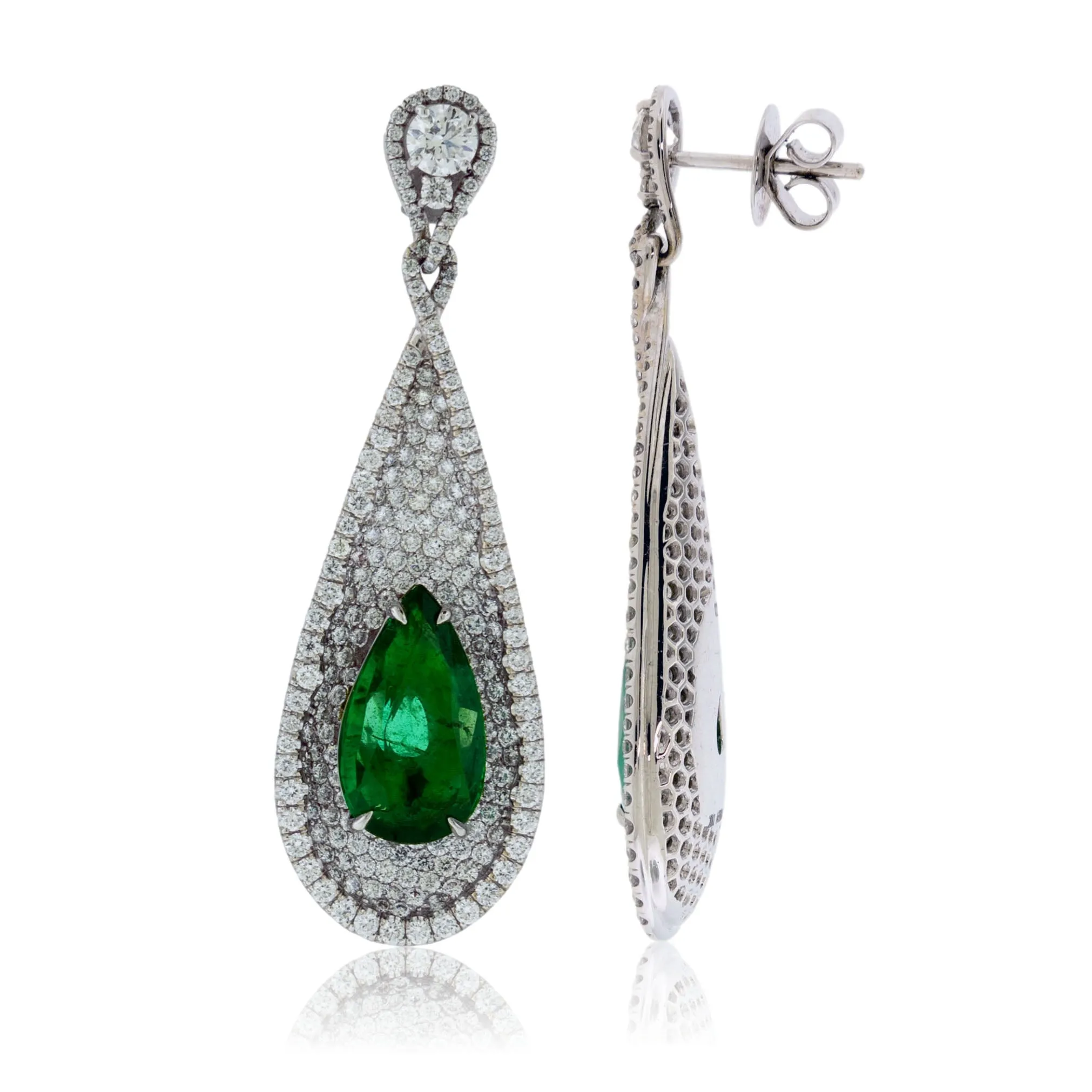 Emerald & Diamond Dangle Style Earrings