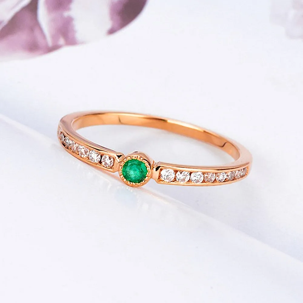Emerald and Diamond Pave Wedding Ring