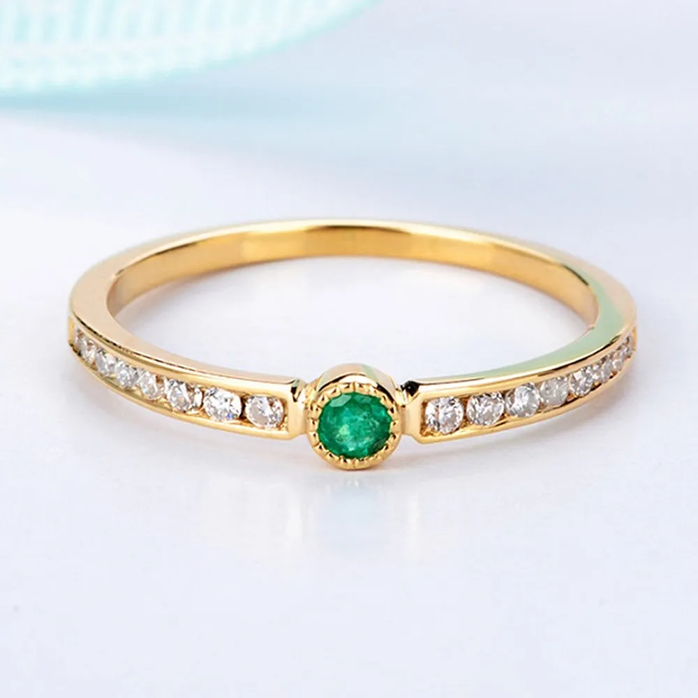 Emerald and Diamond Pave Wedding Ring