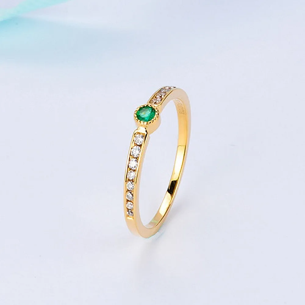 Emerald and Diamond Pave Wedding Ring