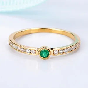 Emerald and Diamond Pave Wedding Ring