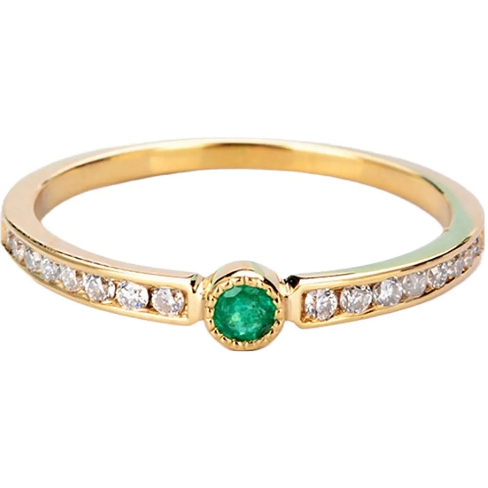 Emerald and Diamond Pave Wedding Ring