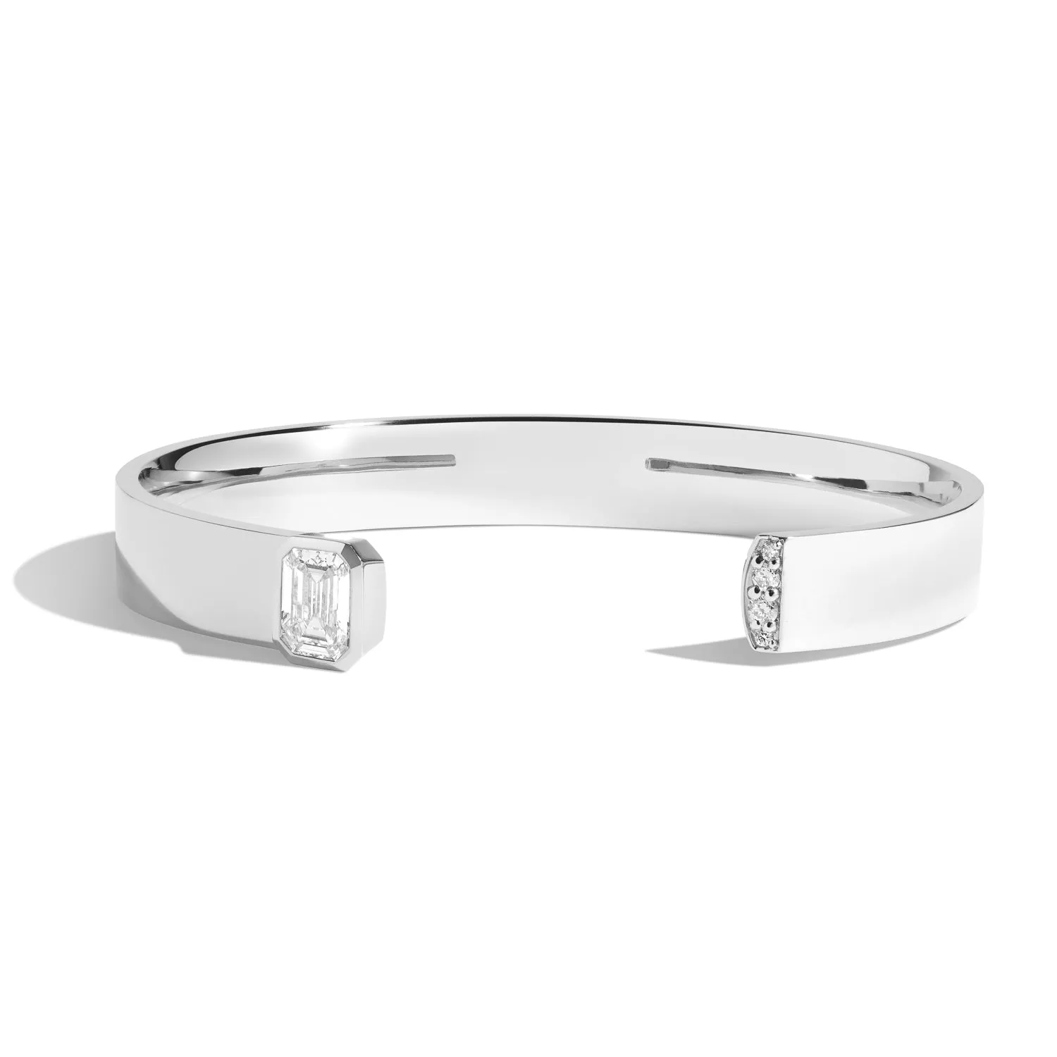 Emerald-Cut Diamond Cuff with Pavé