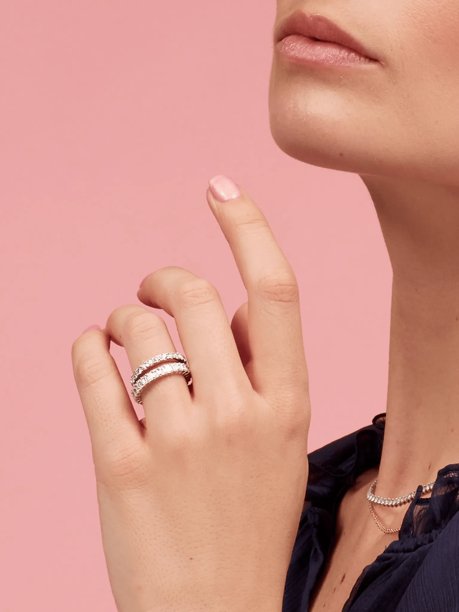 Emerald Cut Eternity Band 14K