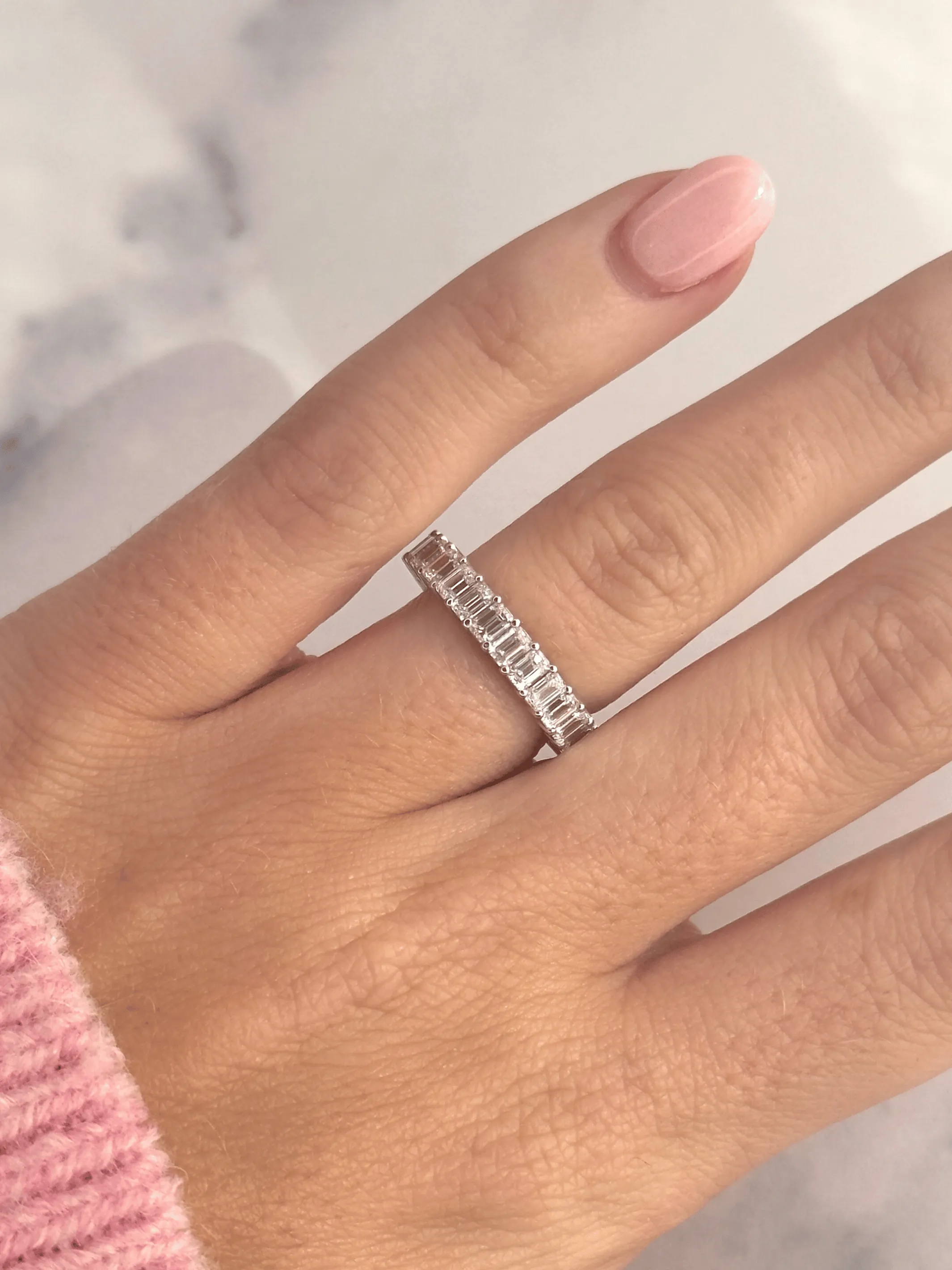 Emerald Cut Eternity Band 14K