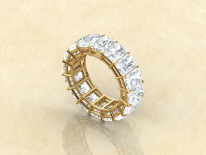 Emerald Cut Moissanite Full Eternity Band