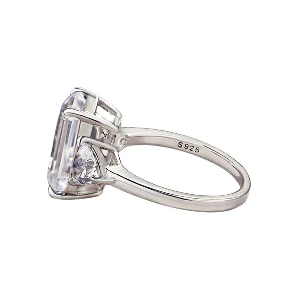 Emerald Cut White Sapphire Three Stone Engagement Ring