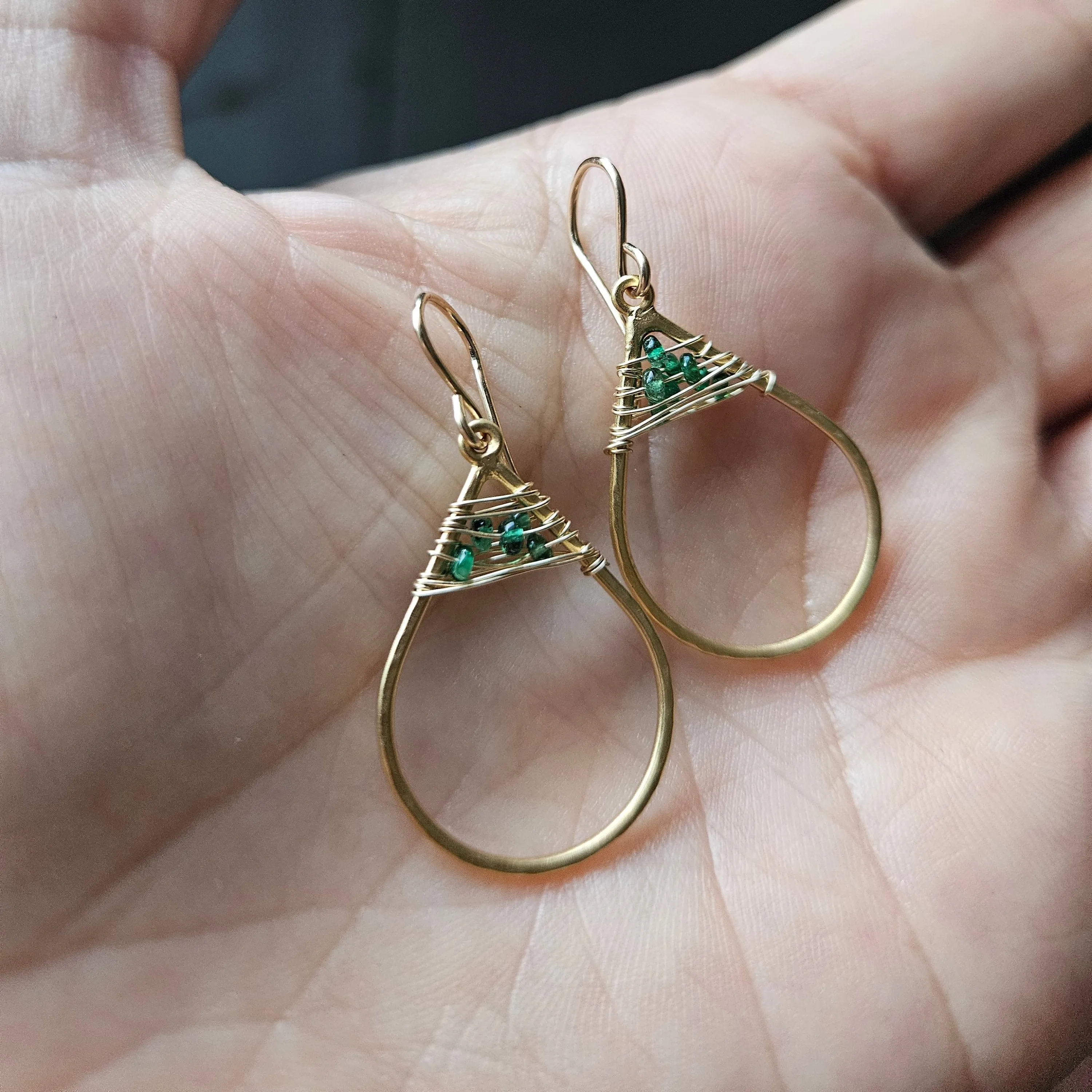 Emerald Hoop Earrings