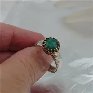 Emerald Ring 6,7,8,9 Filigree 9k Gold Sterling Silver Hadar Designers (I r343)
