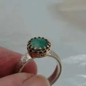 Emerald Ring 6,7,8,9 Filigree 9k Gold Sterling Silver Hadar Designers (I r343)