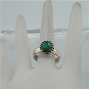 Emerald Ring 6,7,8,9 Filigree 9k Gold Sterling Silver Hadar Designers (I r343)