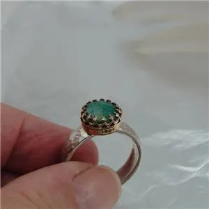 Emerald Ring 6,7,8,9 Filigree 9k Gold Sterling Silver Hadar Designers (I r343)