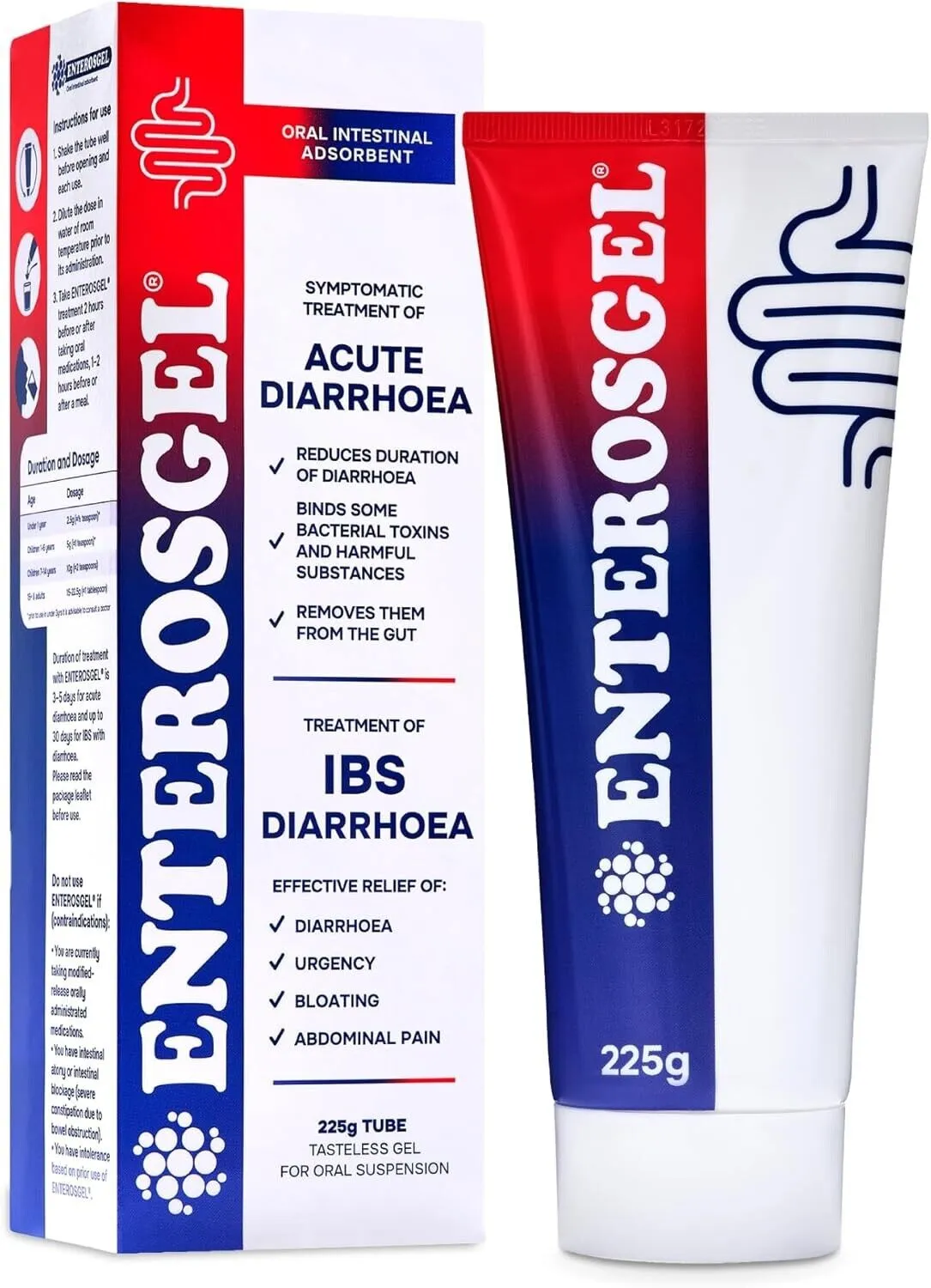ENTEROSGEL (diarrhea caused by acute diarrhea and chronic intestinal syndrome IBS) Oral gastrointestinal intestinal protection adsorbent gel 90g