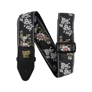 Ernie Ball Classic Jacquard Guitar Strap, White Blossom