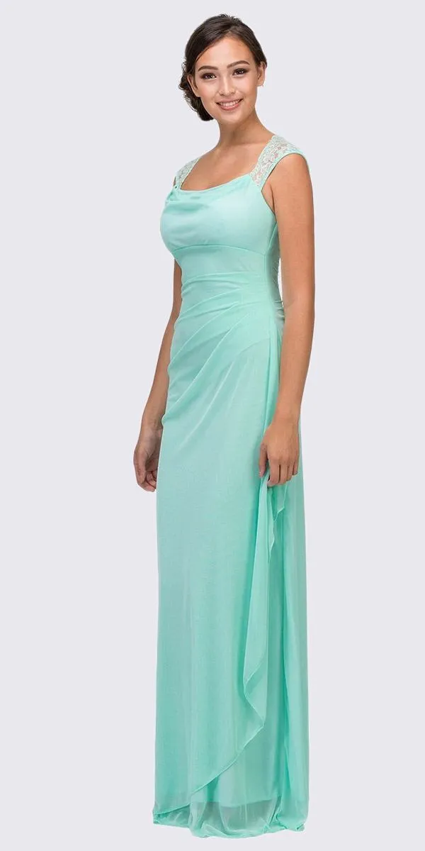 Eureka 1927 Keyhole Back Sheer Strapped Long Gown