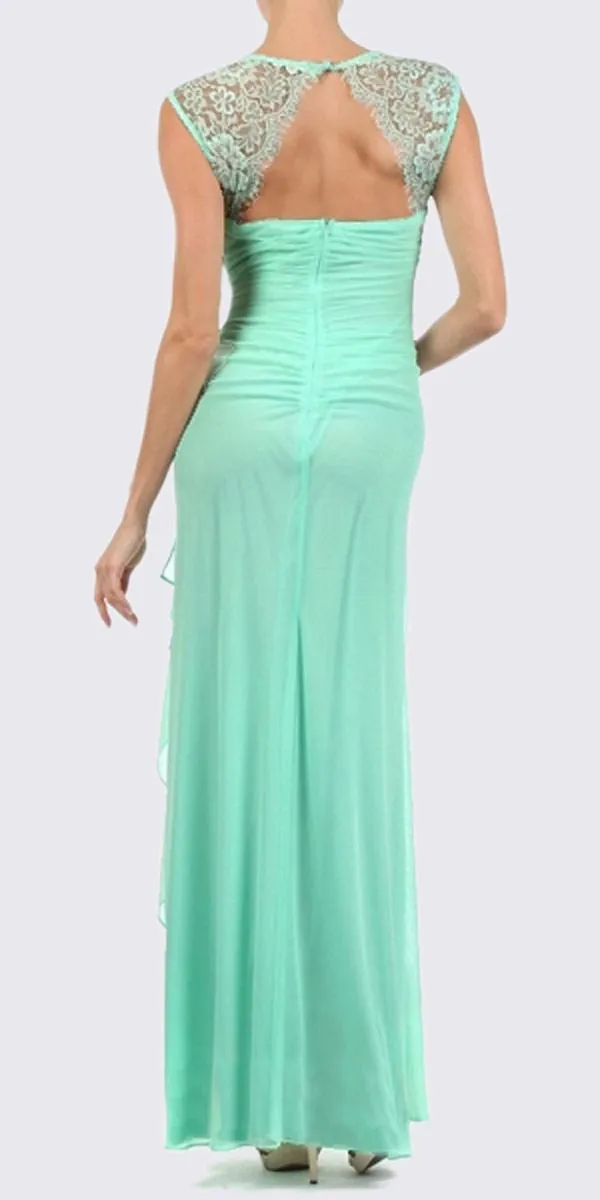 Eureka 1927 Keyhole Back Sheer Strapped Long Gown