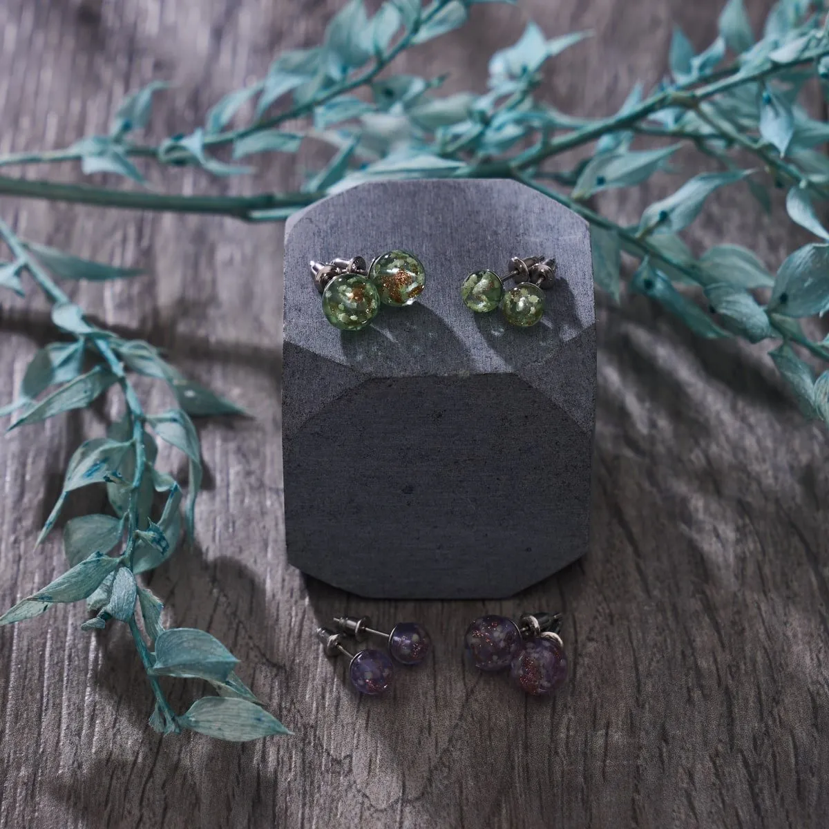 Evergreen | .925 Sterling Silver | Mini Firefly Glass Stud Earrings