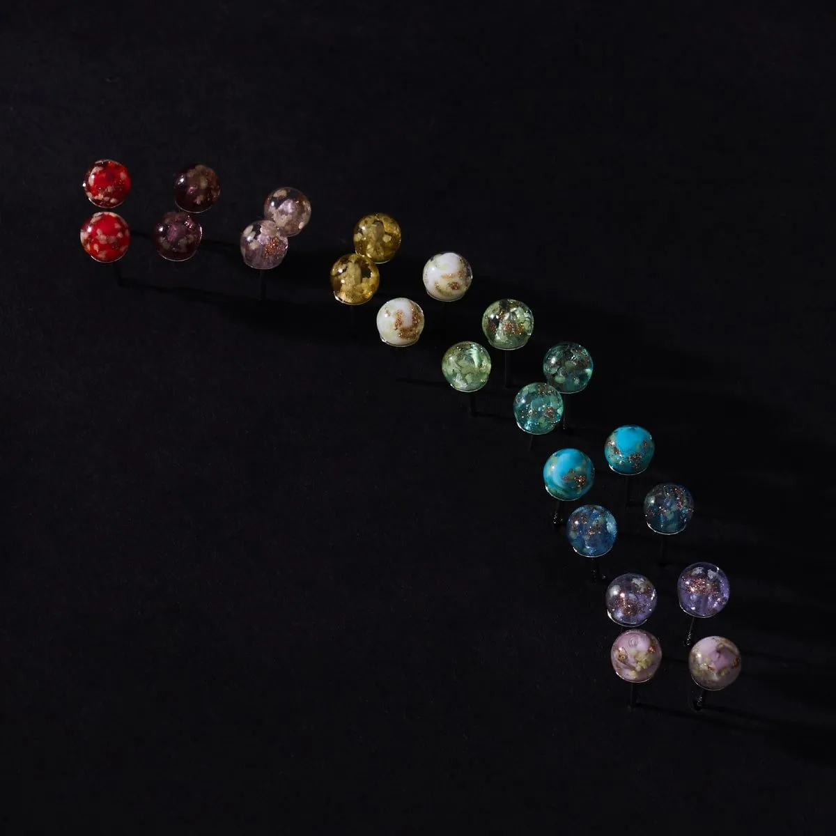 Evergreen | .925 Sterling Silver | Mini Firefly Glass Stud Earrings