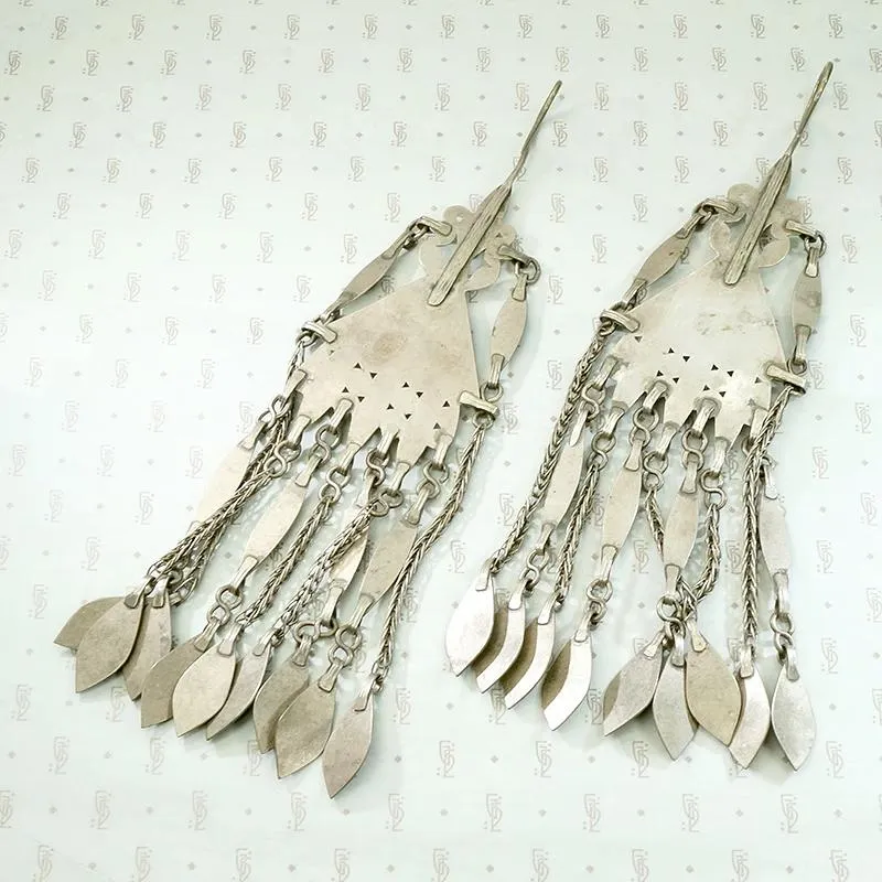 Exceptional Fire Gilded Silver Turkmen Earrings