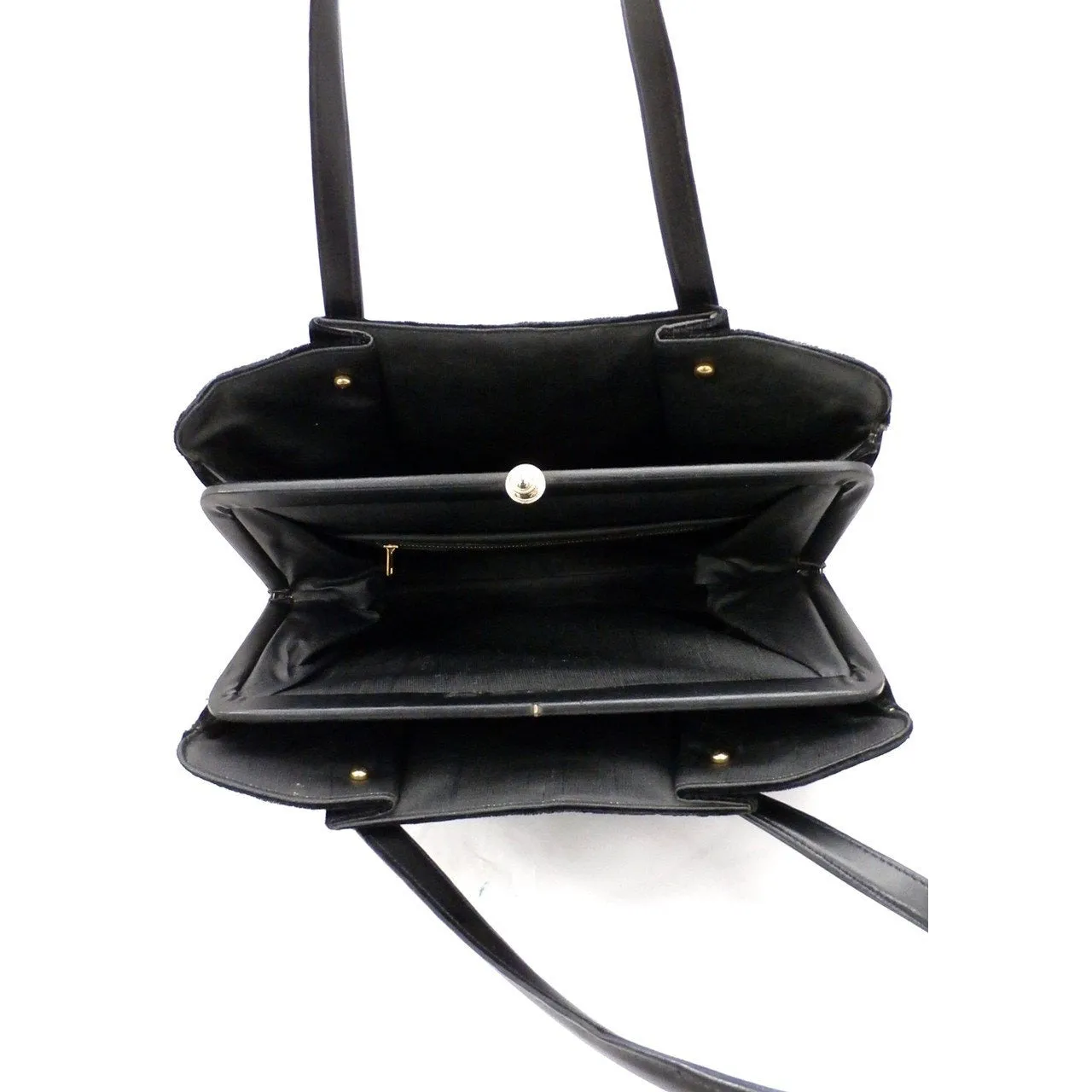 Fab Vintage Black Velvet Butterfly Appliqued Purse 1950S