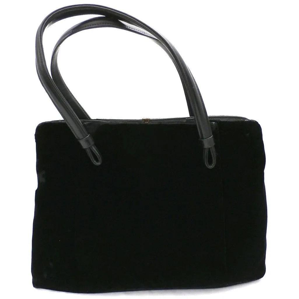 Fab Vintage Black Velvet Butterfly Appliqued Purse 1950S