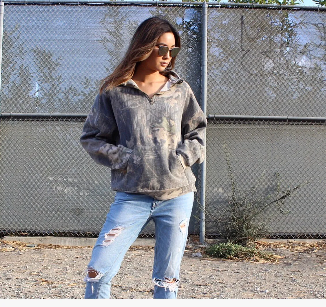 Falling Leaves Lace Up  Back Sweatshirt