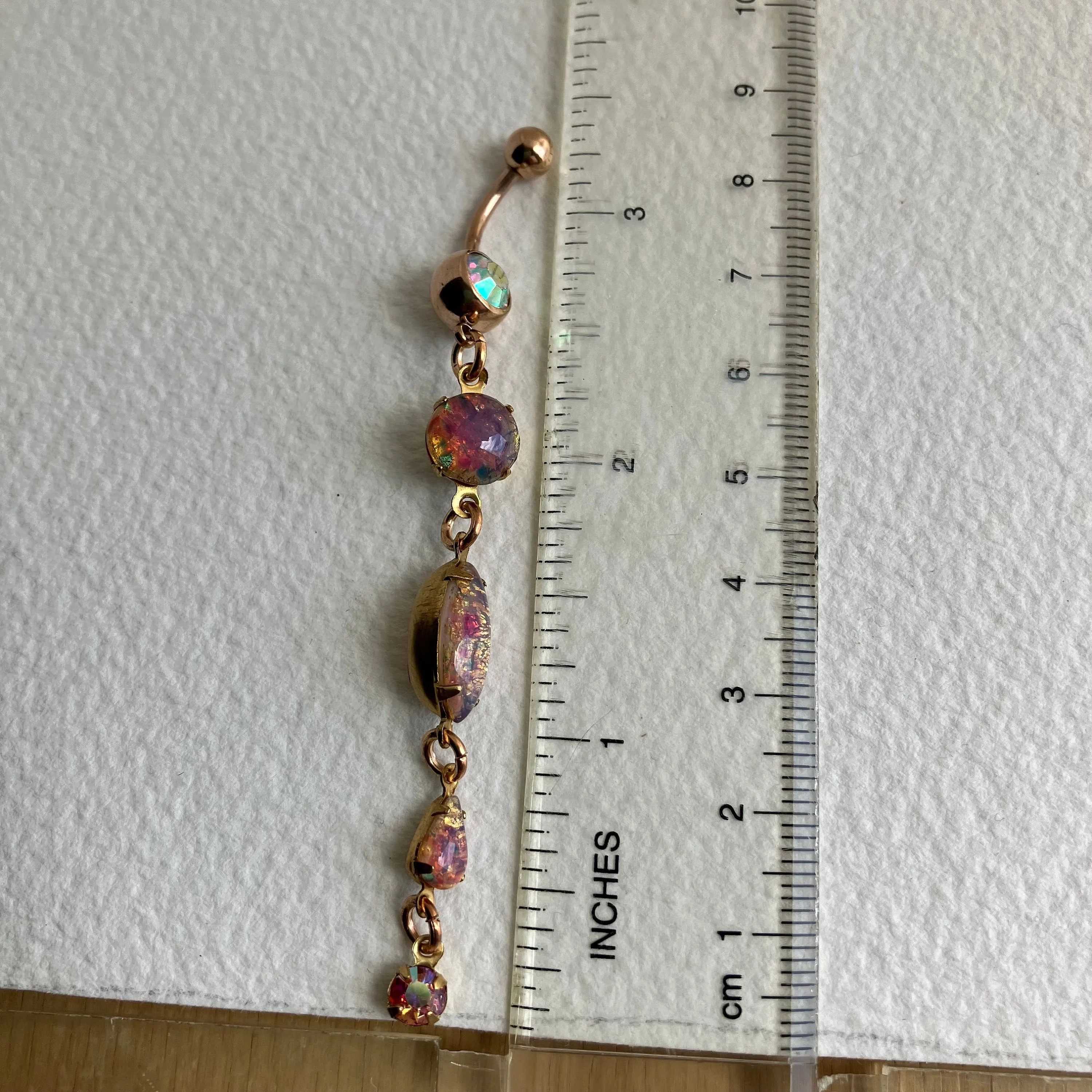 Fire Opal Long Dangle Belly Button Ring