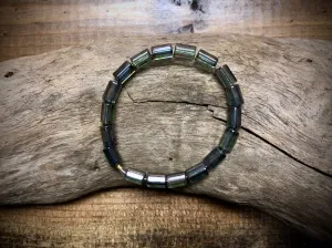Fire Polished Vintage Czech Glass Strand - Green Tubes