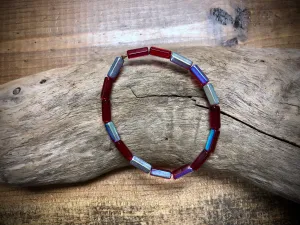 Fire Polished Vintage Czech Glass Strand - Red Pentagon Tubes