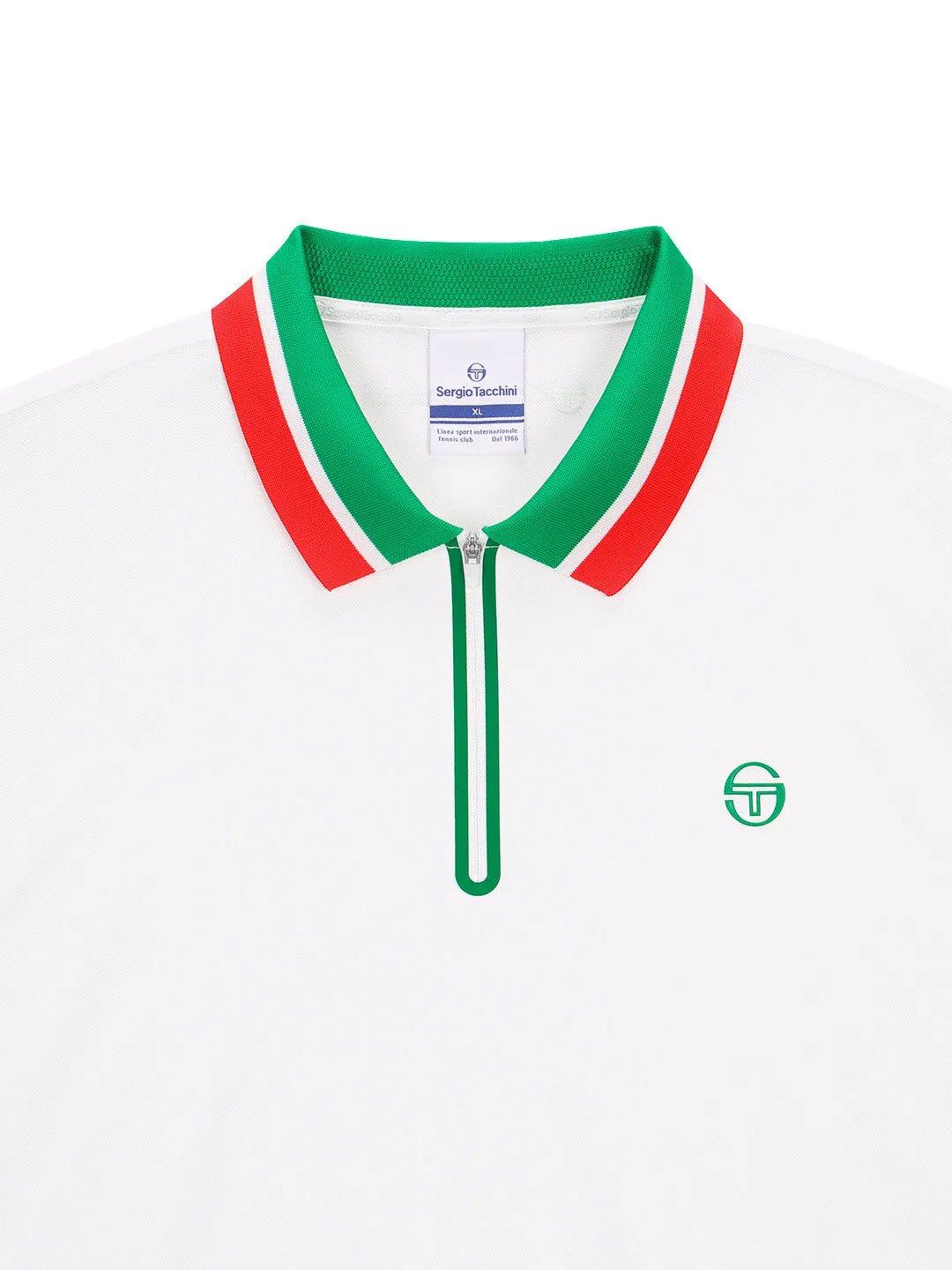 Flag Half-Zip Polo Shirt- Off White