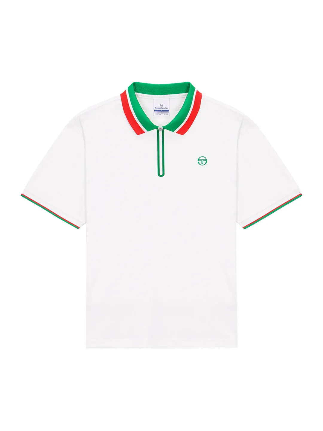 Flag Half-Zip Polo Shirt- Off White
