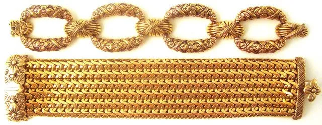 Flower Detail Bronze Bracelets