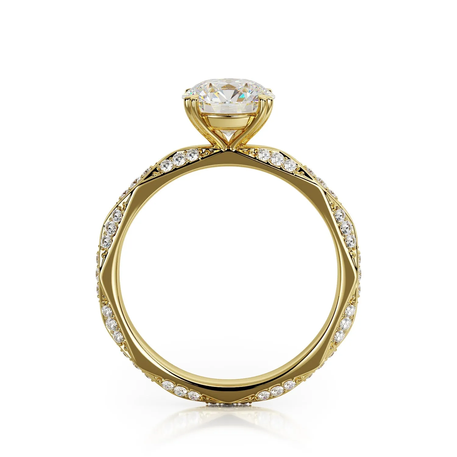Fos Accent Diamonds Natural Round Cut Diamond Engagement Ring