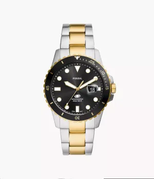Fossil Blue Dive Three-Hand Date Two-Tone Stainless Steel Watch FS6031