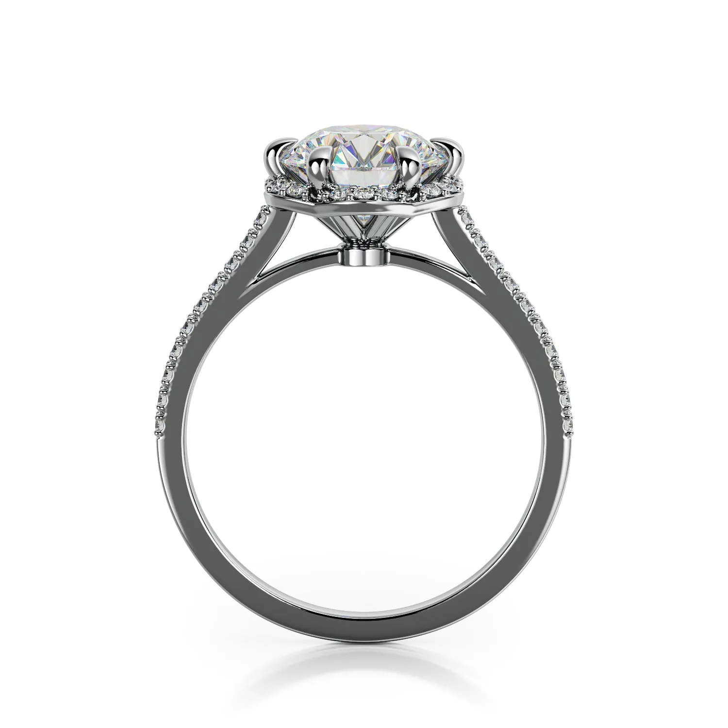Gaisma Decorative Halo Natural Round Cut Diamond Engagement Ring
