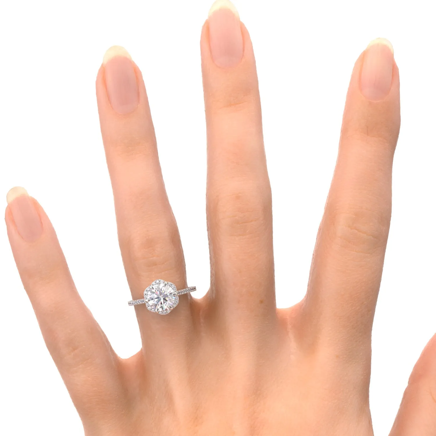 Gaisma Decorative Halo Natural Round Cut Diamond Engagement Ring